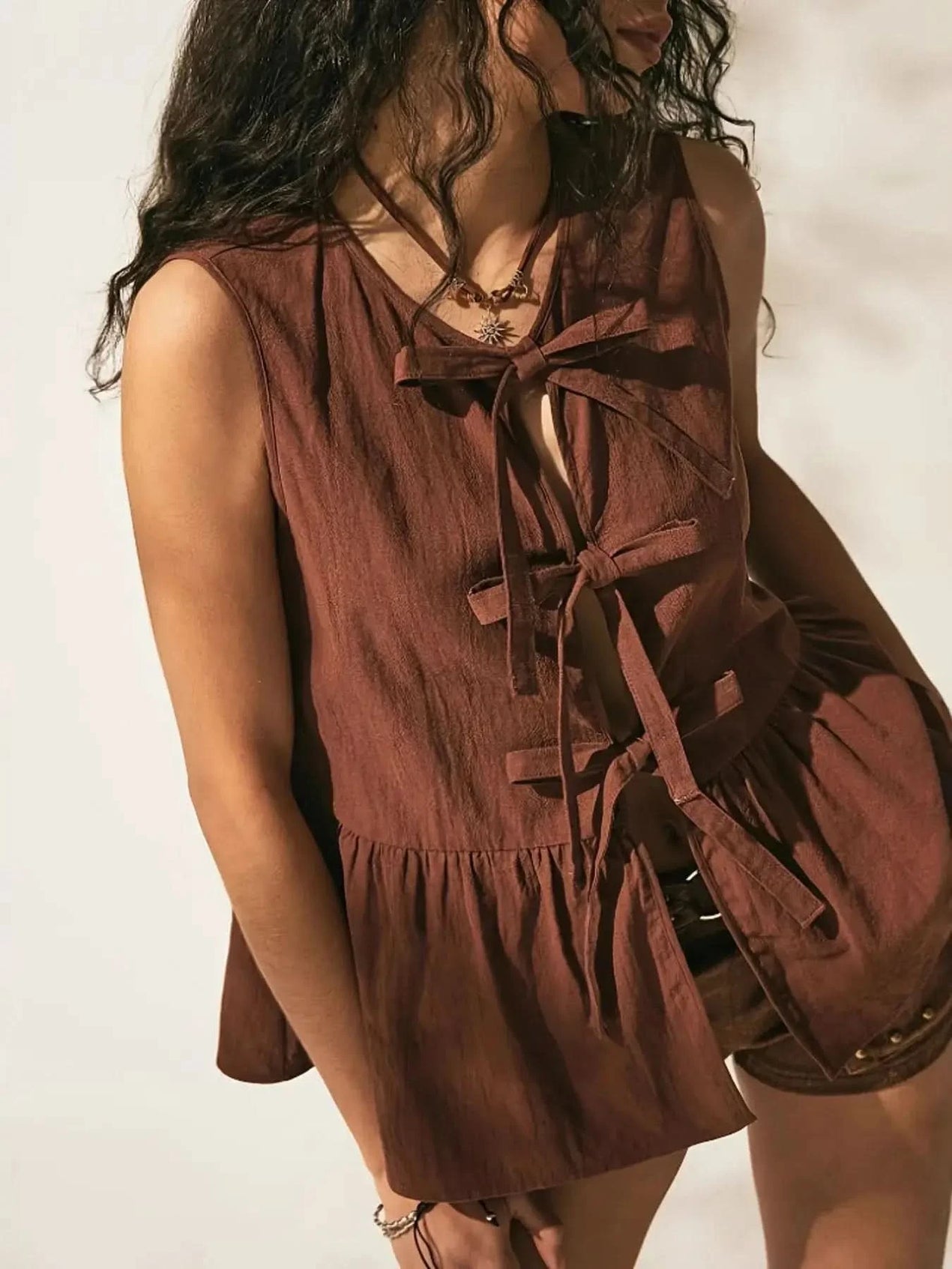 Bow-Tie Peplum Tank Top - SwagglyLife Home & Fashion